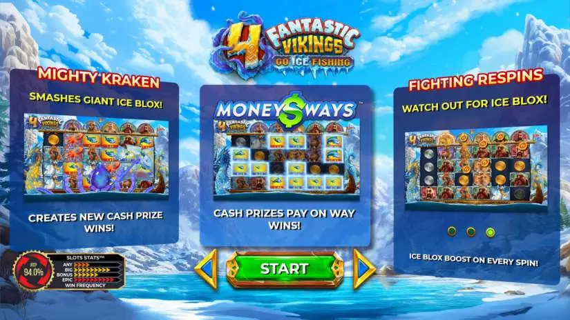 4 fantastic vikings go ice fishing slot screenshot 1