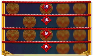 To unlock the next rows, you must land a total of 6, 9, 14 and 19 gongs in the unlocked rows.