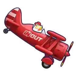 Chicken flying on an airplane