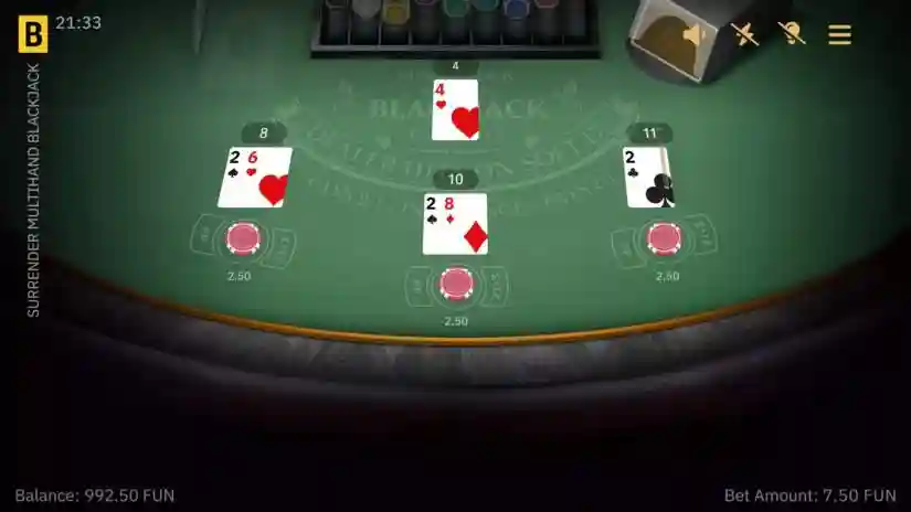 Surrender Multihand Blackjack Game Win