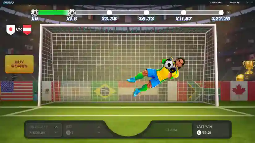 The goalkeeper blocks the ball