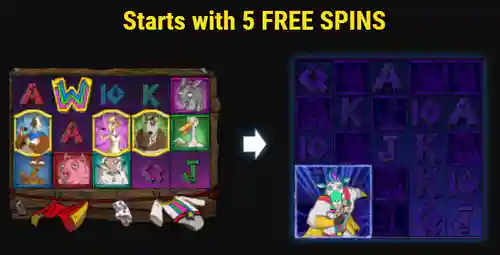Starts with 5 FREE SPINS